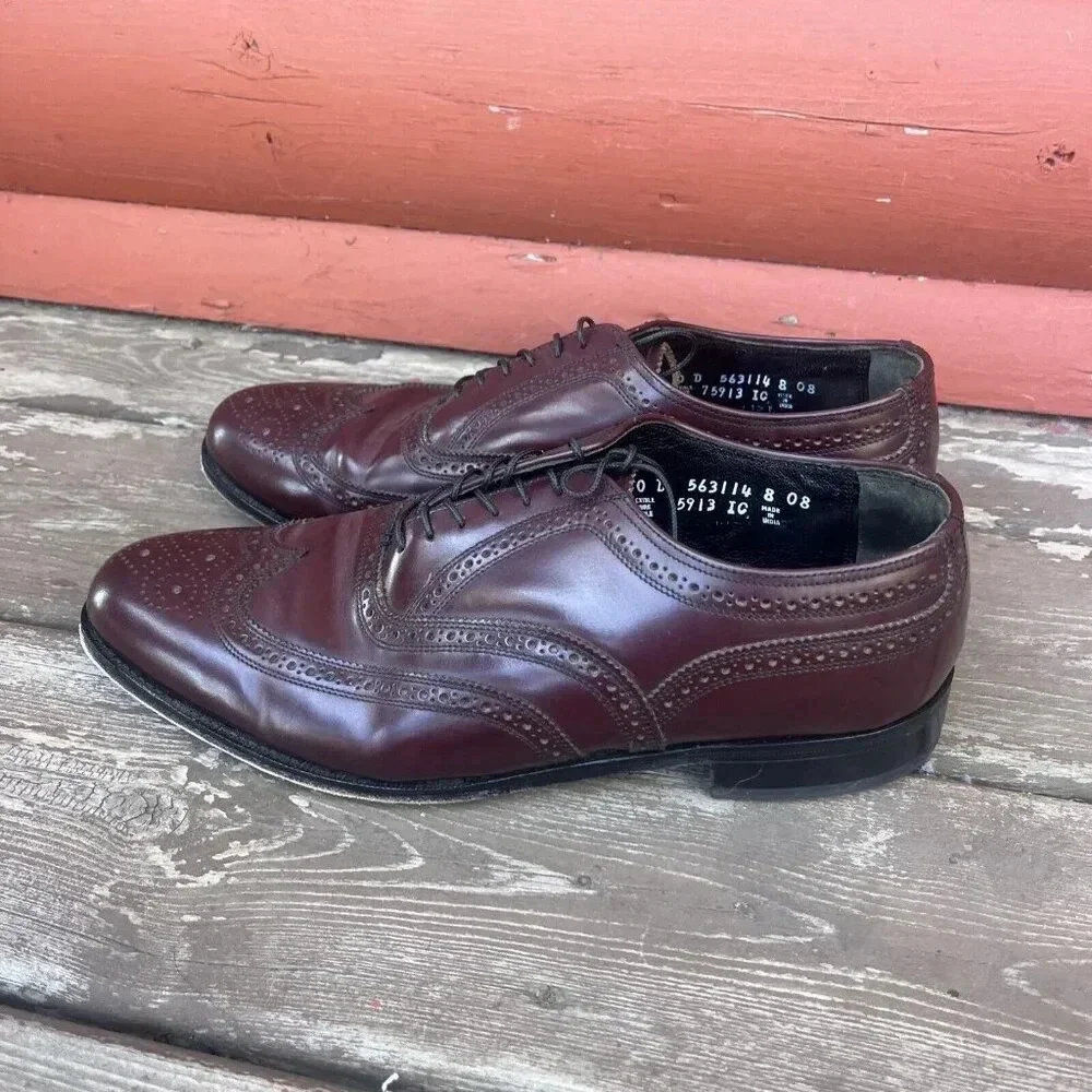 VTG FLORSHEIM The Worthmore Shoe Men's Burgundy Wing Tips Size 10 D India